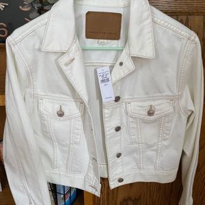Cream Cropped Jean Jacket